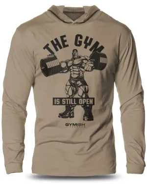 021. Gym is Still Open Lightweight Long Sleeve Hooded T-shirt for Men