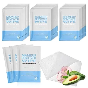 100 Pack Individual Makeup Remover Wipes, Makeup Remover Wipes Individually Wrapped Makeup Wipes Bulk Face Cleansing Wipes, Travel Makeup Remover Cloth for Travel Hotel Skin Care Face Cleansing