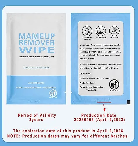 100 Pack Individual Makeup Remover Wipes, Makeup Remover Wipes Individually Wrapped Makeup Wipes Bulk Face Cleansing Wipes, Travel Makeup Remover Cloth for Travel Hotel Skin Care Face Cleansing