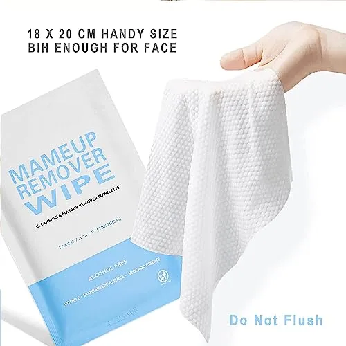 100 Pack Individual Makeup Remover Wipes, Makeup Remover Wipes Individually Wrapped Makeup Wipes Bulk Face Cleansing Wipes, Travel Makeup Remover Cloth for Travel Hotel Skin Care Face Cleansing