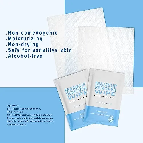 100 Pack Individual Makeup Remover Wipes, Makeup Remover Wipes Individually Wrapped Makeup Wipes Bulk Face Cleansing Wipes, Travel Makeup Remover Cloth for Travel Hotel Skin Care Face Cleansing