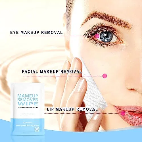 100 Pack Individual Makeup Remover Wipes, Makeup Remover Wipes Individually Wrapped Makeup Wipes Bulk Face Cleansing Wipes, Travel Makeup Remover Cloth for Travel Hotel Skin Care Face Cleansing