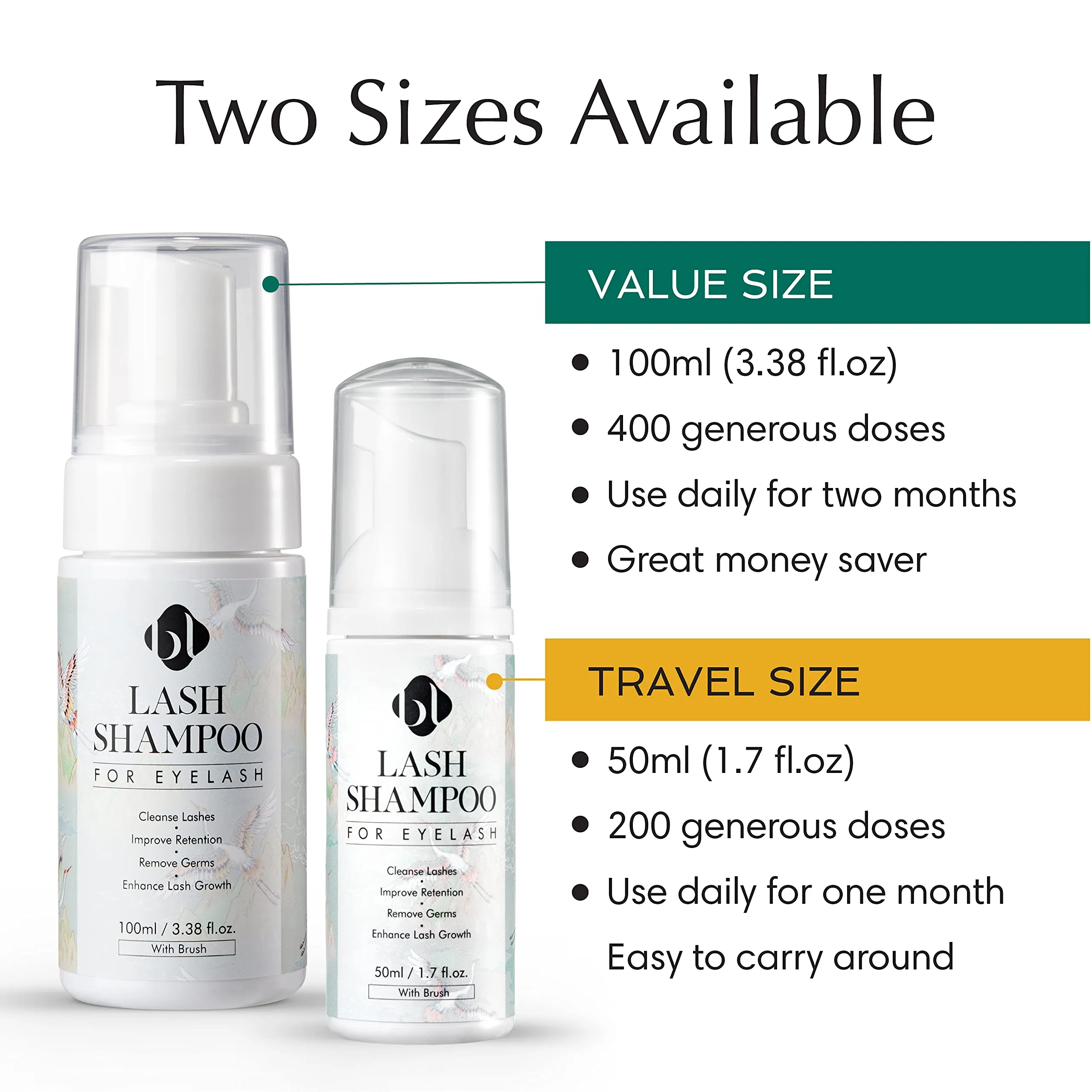 100ml BL Lash Shampoo for Eyelash Extensions – Gentle Lash Foam with Neutral pH Removes Dirt and Nourishes Eyelashes to Promote Growth and Stronger Longer Retention – Include Lash Cleansing Brush (100ml) 3.38 Fl Oz (Pack of 1)