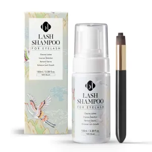 100ml BL Lash Shampoo for Eyelash Extensions – Gentle Lash Foam with Neutral pH Removes Dirt and Nourishes Eyelashes to Promote Growth and Stronger Longer Retention – Include Lash Cleansing Brush (100ml) 3.38 Fl Oz (Pack of 1)