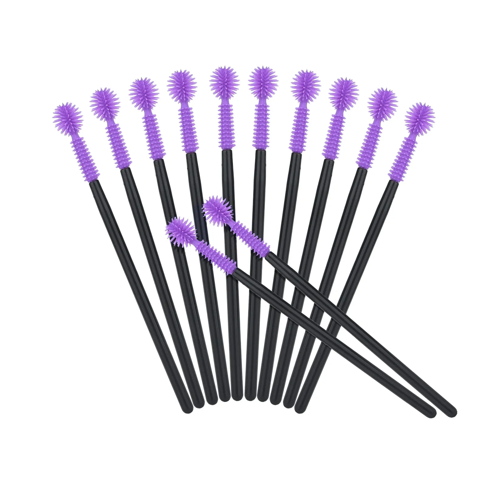 100PCS Disposable Silicone Eyelash Mascara Wands Brushes Cosmetic Eyelash Extension Applicators Professional Makeup Tool Set (Purple)