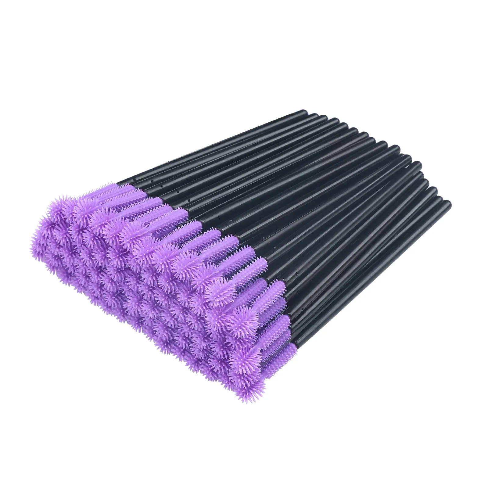 100PCS Disposable Silicone Eyelash Mascara Wands Brushes Cosmetic Eyelash Extension Applicators Professional Makeup Tool Set (Purple)