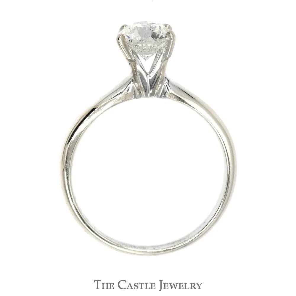 1.05ct Round Diamond Solitaire Engagement Ring in 14k White Gold 4 Prong Tiffany Mounting