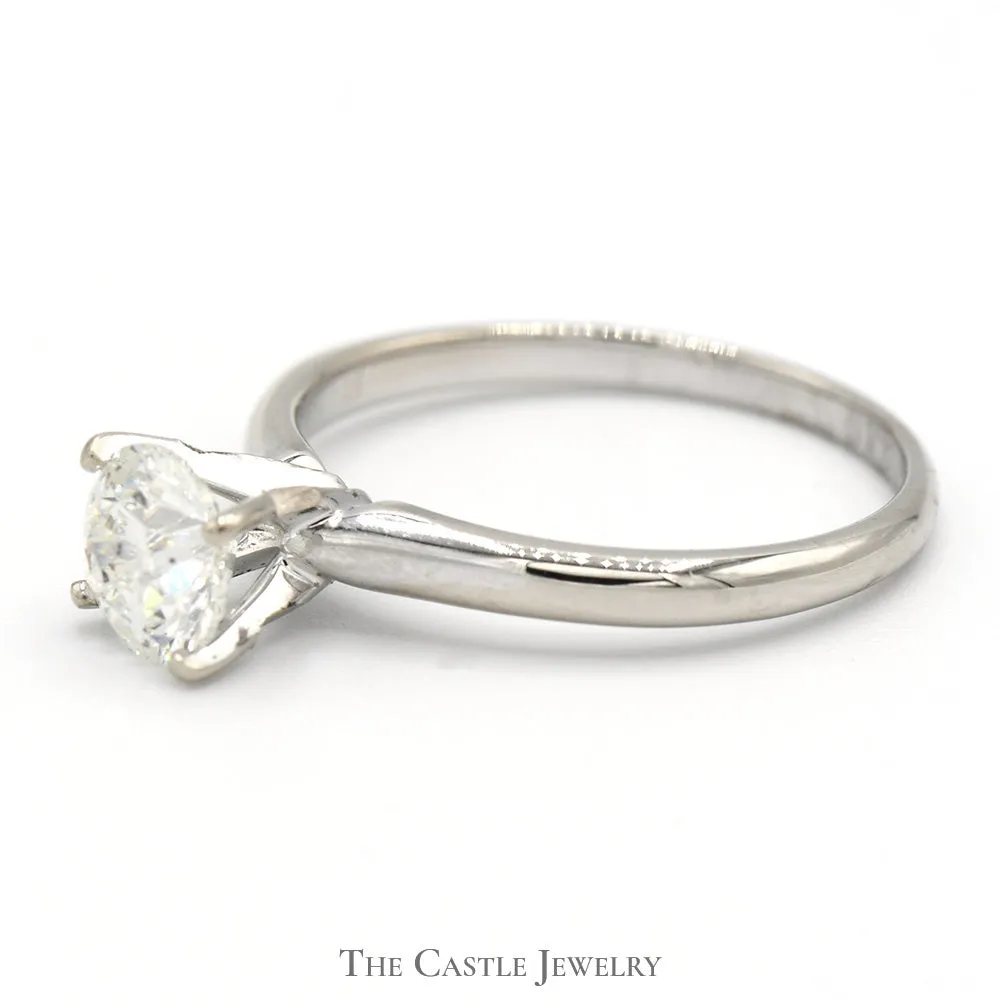 1.05ct Round Diamond Solitaire Engagement Ring in 14k White Gold 4 Prong Tiffany Mounting