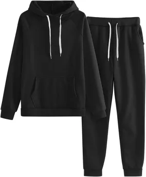 2 Piece Outfits for Women, Womens Sweatshirts Oversized Hoodie Long Sleeve Pullover Tracksuit Jogger Sweatpants with Pockets