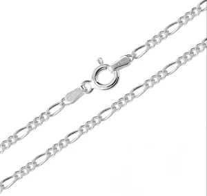 2mm Diamond Cut Figaro Silver Chain Necklace for Men and Women | Made In Italy