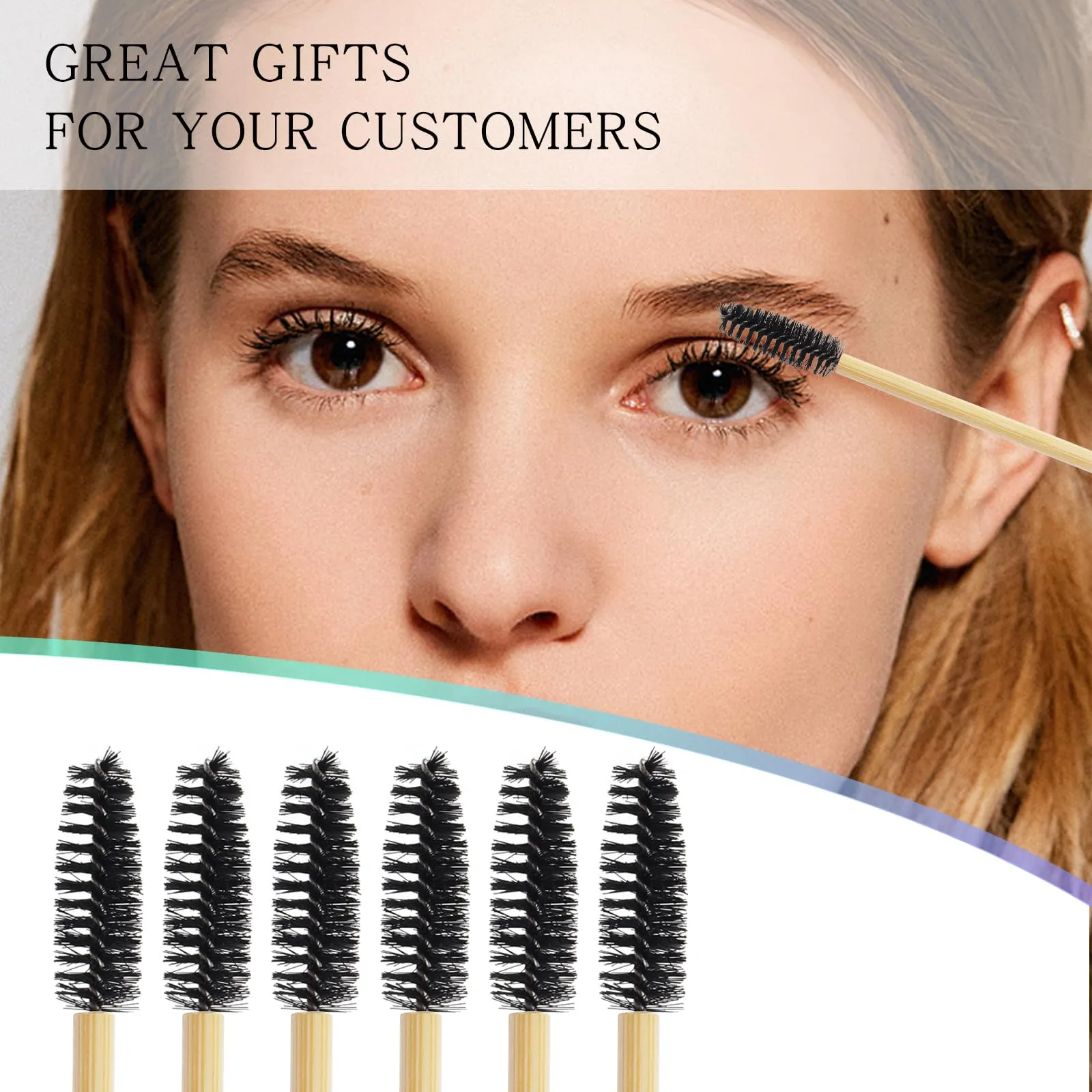 300PCS Disposable Mascara Wands Spoolie Brush Bamboo Eyebrow Brushes Eyelash Extension Applicator Makeup Kits.myaokue-up(Black)