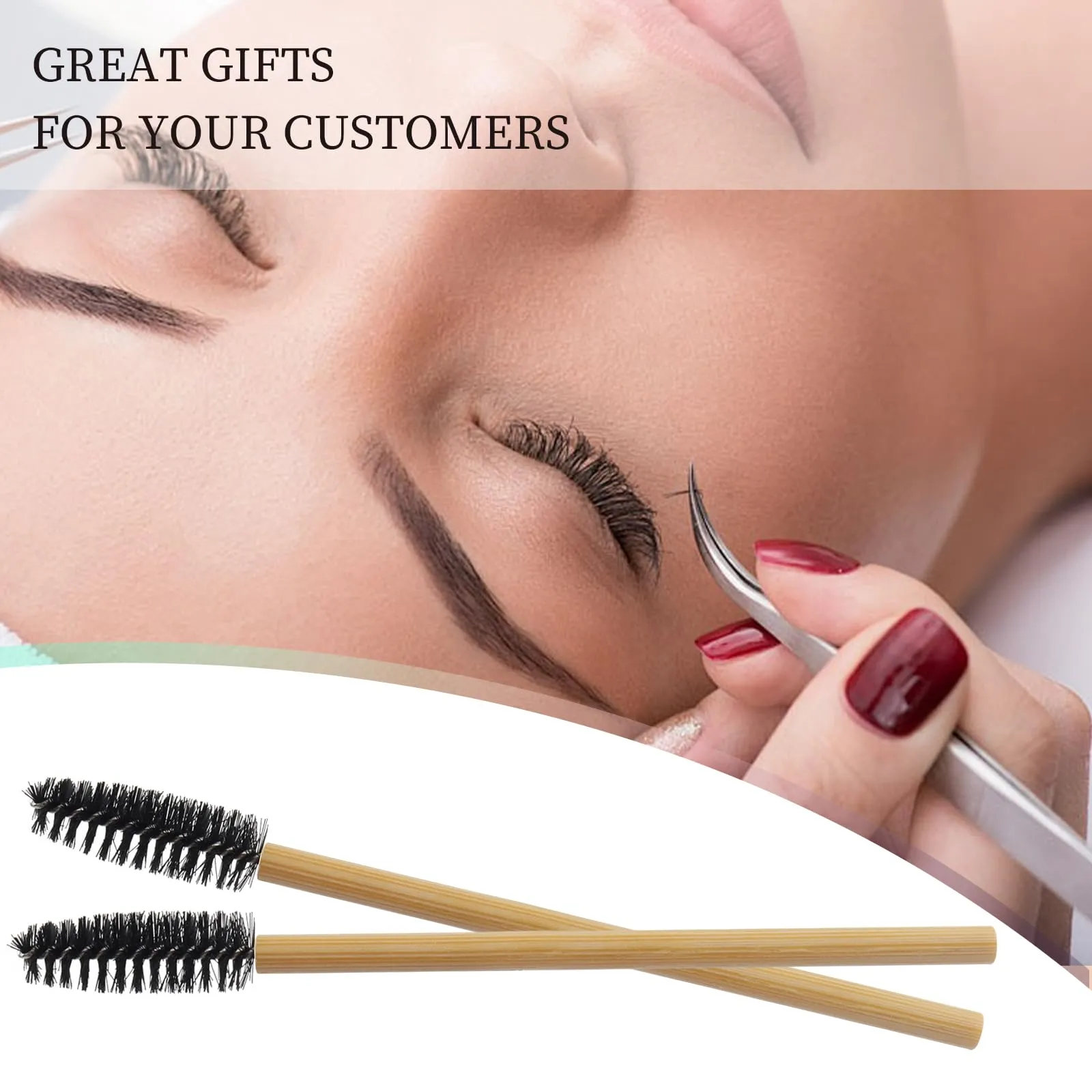 300PCS Disposable Mascara Wands Spoolie Brush Bamboo Eyebrow Brushes Eyelash Extension Applicator Makeup Kits.myaokue-up(Black)