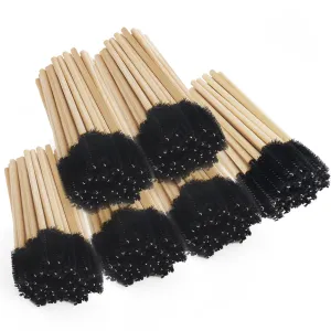 300PCS Disposable Mascara Wands Spoolie Brush Bamboo Eyebrow Brushes Eyelash Extension Applicator Makeup Kits.myaokue-up(Black)