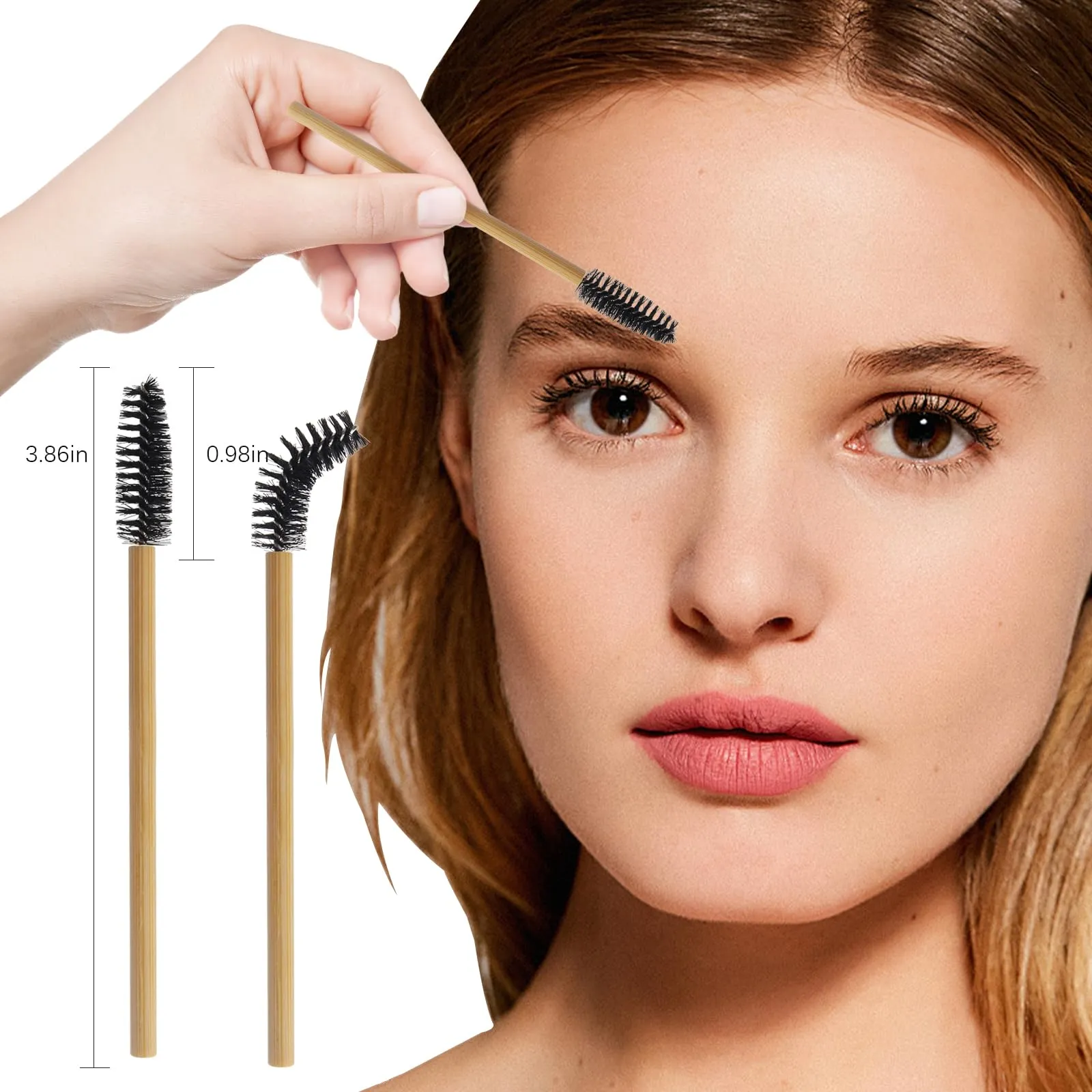 300PCS Disposable Mascara Wands Spoolie Brush Bamboo Eyebrow Brushes Eyelash Extension Applicator Makeup Kits.myaokue-up(Black)