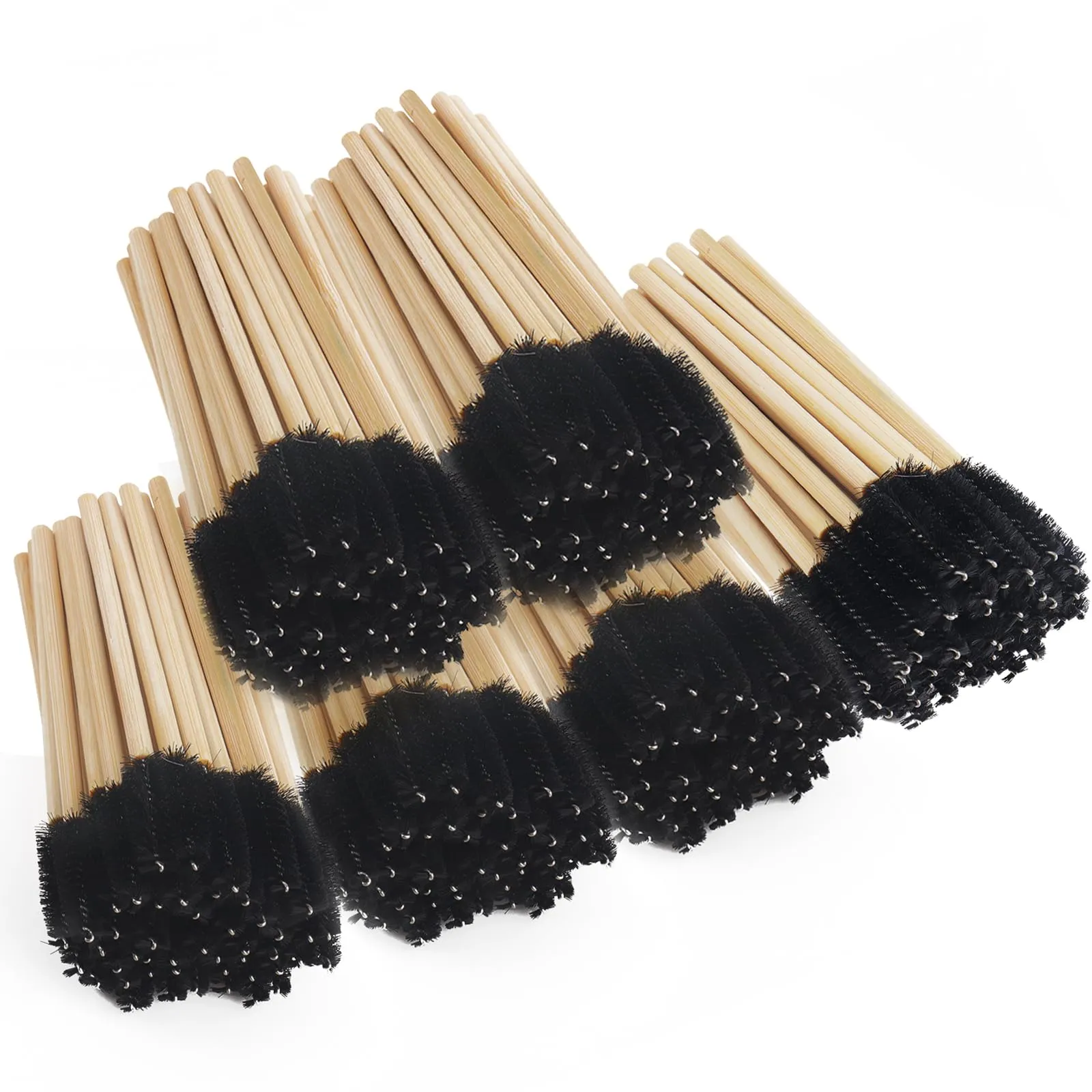 300PCS Disposable Mascara Wands Spoolie Brush Bamboo Eyebrow Brushes Eyelash Extension Applicator Makeup Kits.myaokue-up(Black)