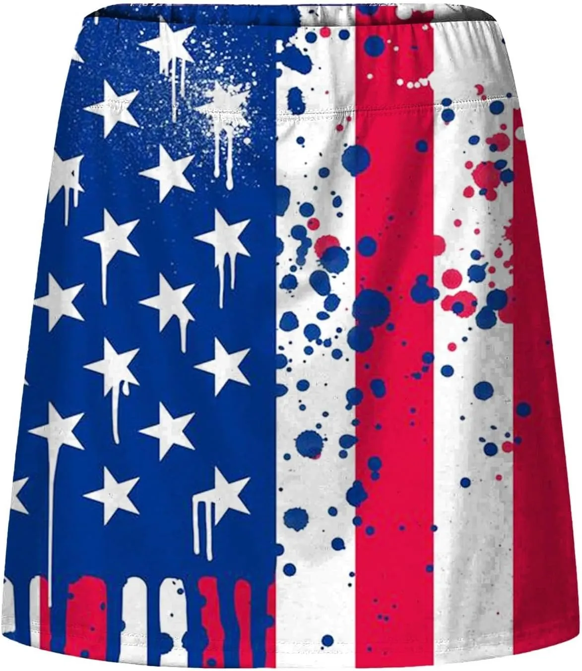 4th of July Skorts for Women Athletic Breathable 2 in 1 Tennis Skirt Shorts Workout High Waisted Stretch Flowy Shorts