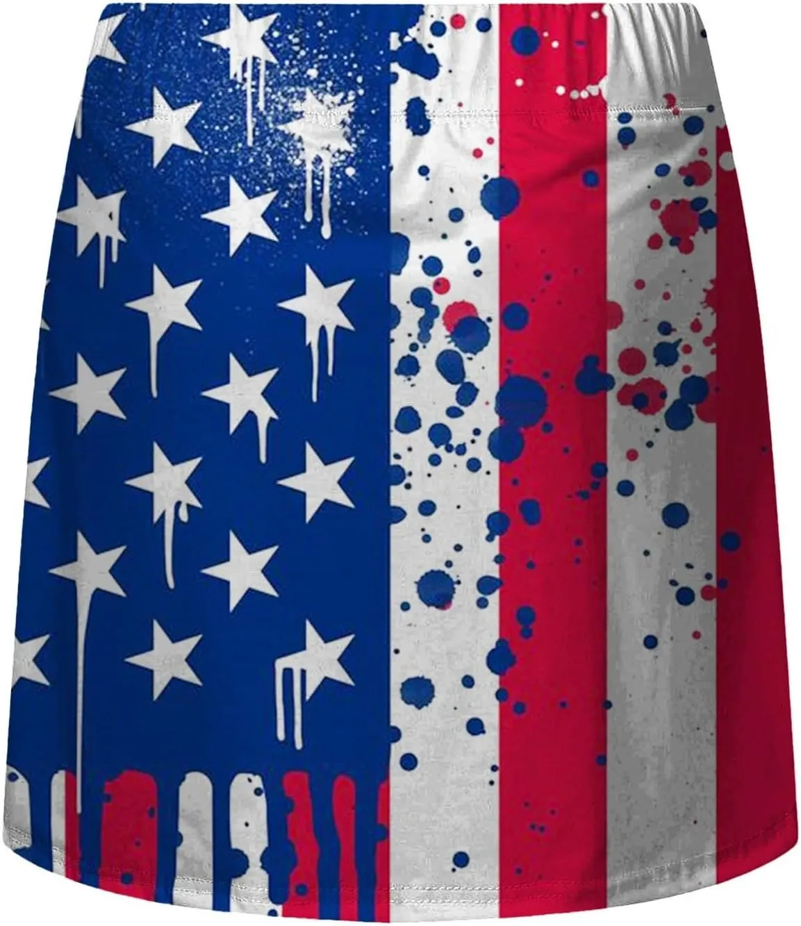 4th of July Skorts for Women Athletic Breathable 2 in 1 Tennis Skirt Shorts Workout High Waisted Stretch Flowy Shorts