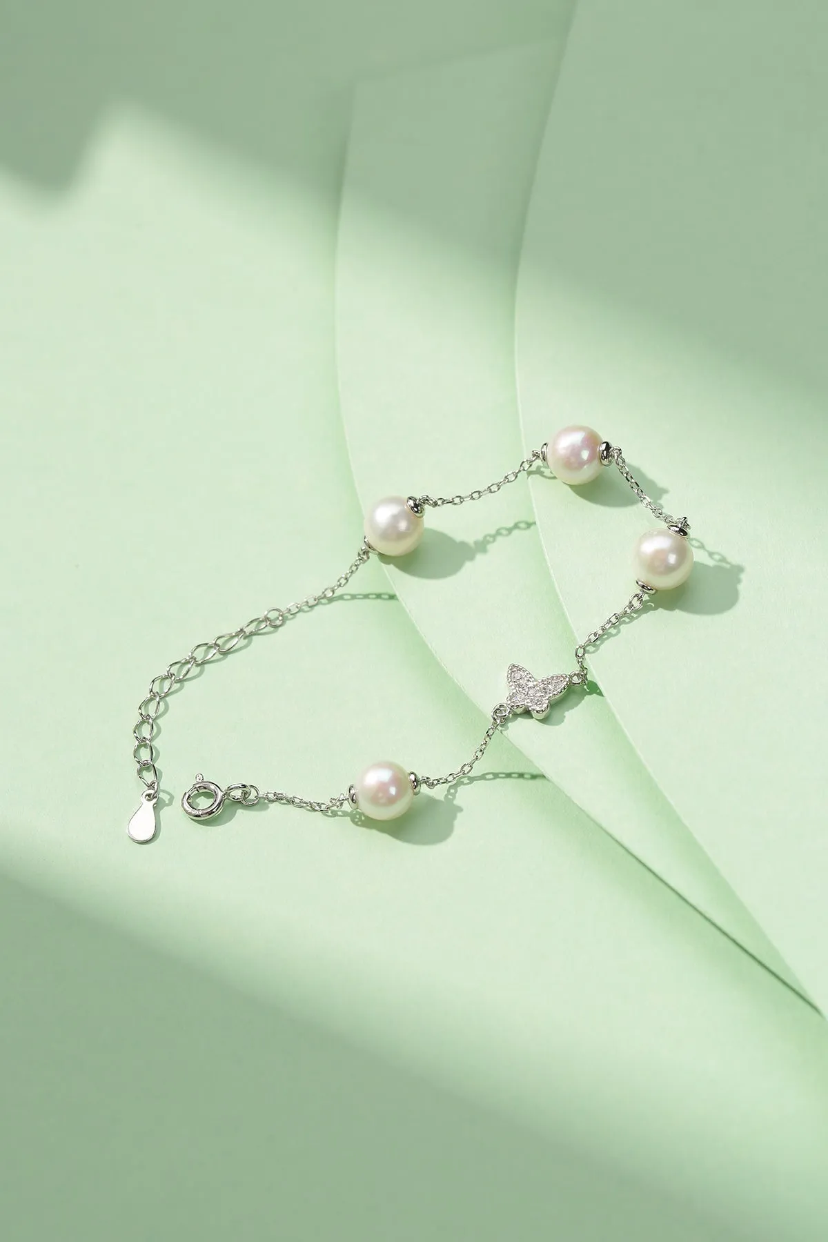 6-7mm Freshwater Pearl Butterfly Bracelet