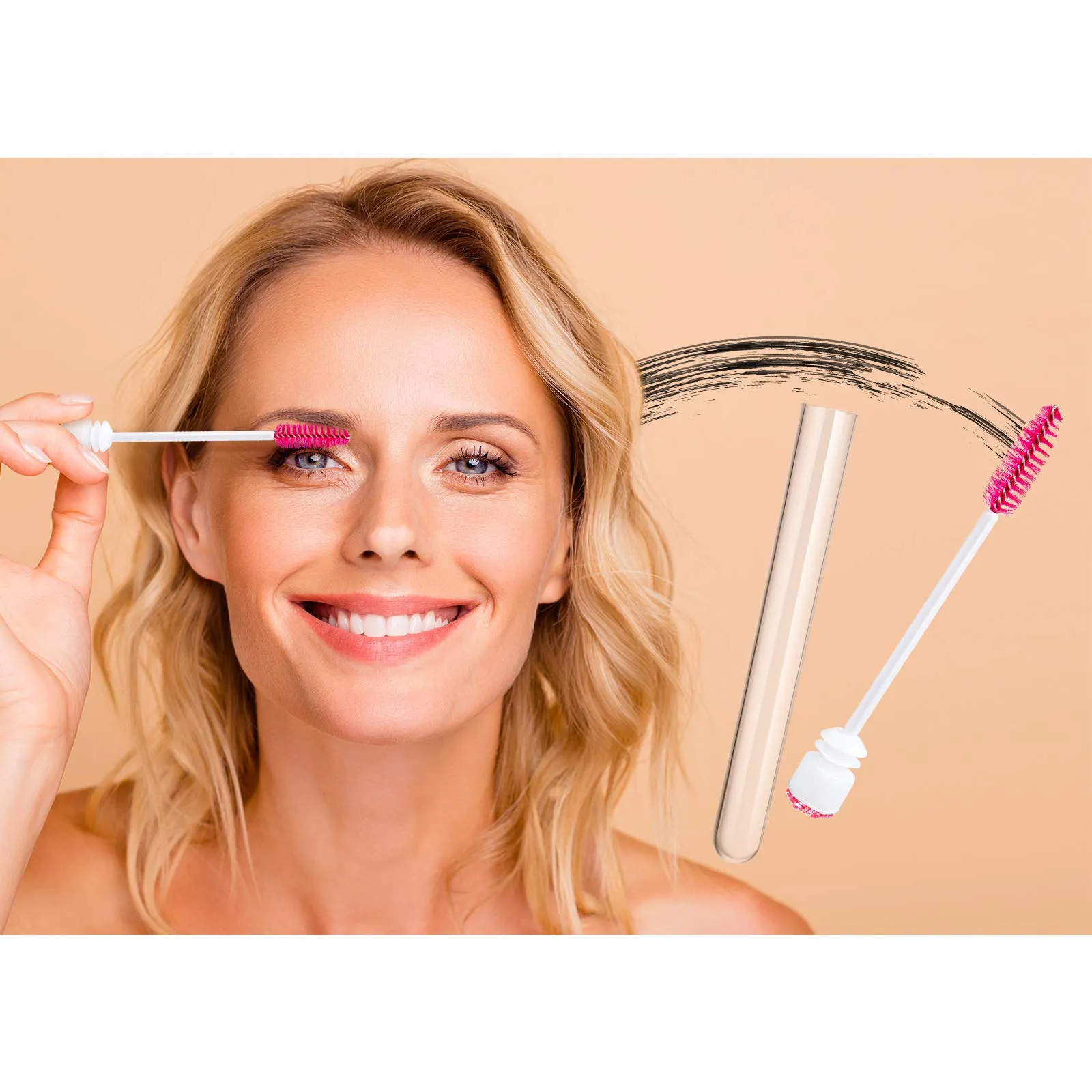 60 Pieces Mascara Wand Tube Set 30 Diamond Empty Eyelash Brush Tubes Spoolies 30 Mascara Wand Lash Extension Brushes Applicators Makeup Tools (110 mm, Pink)