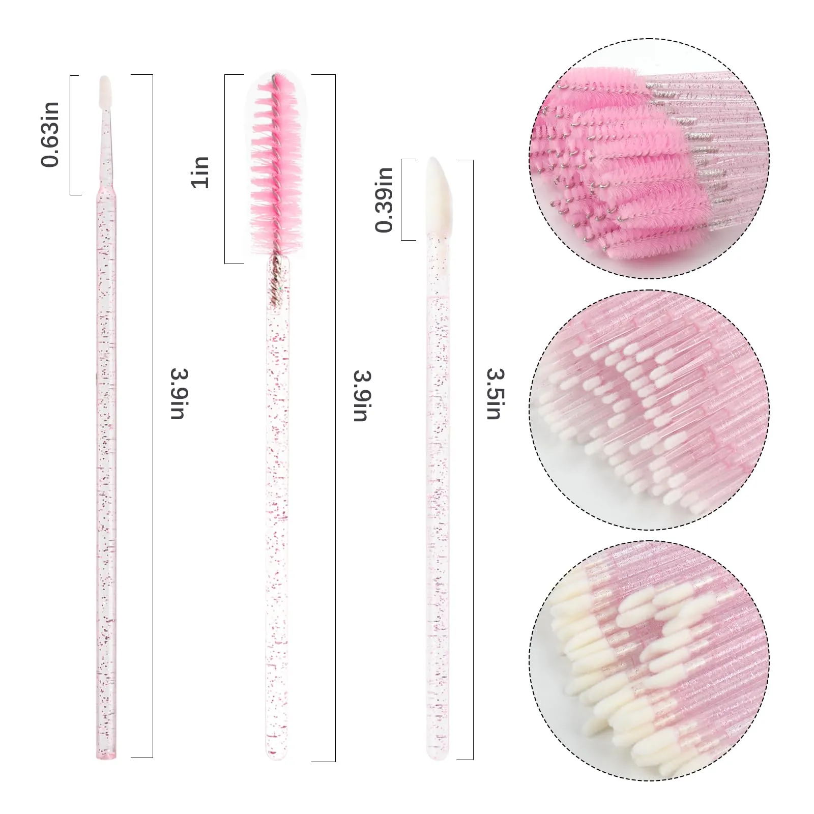 600 Pcs Eyelash Extension Supplies Kit, Include 200 Lash Spoolies Mascara Brushes 200 Crystal Lip Brushes 200 Micro Swabs Eyelash Brushes Makeup Applicator Tool Set(Pink)