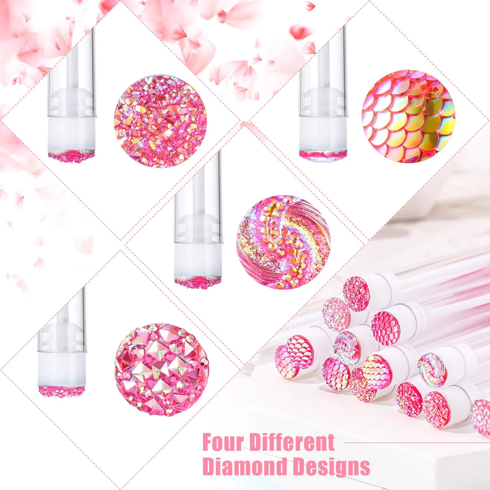 80 Pieces Disposable Mascara Brushes Tubes Set, 40 Diamond Empty Mascara Wand Tube with 40 Eyelash Brush Spoolies Makeup Tool for Eyelash Extension(Pink)