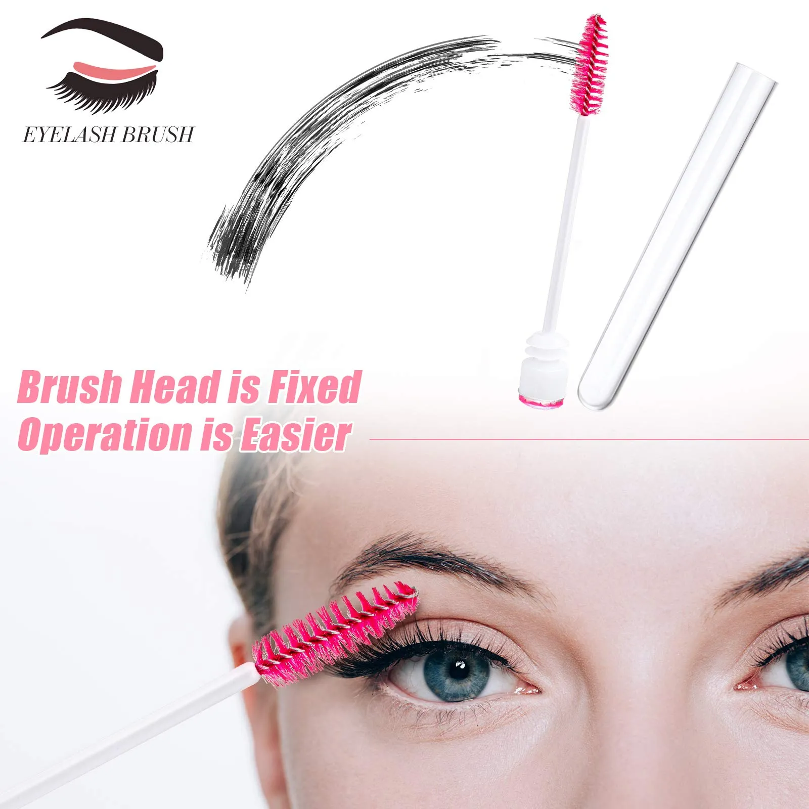 80 Pieces Disposable Mascara Brushes Tubes Set, 40 Diamond Empty Mascara Wand Tube with 40 Eyelash Brush Spoolies Makeup Tool for Eyelash Extension(Pink)
