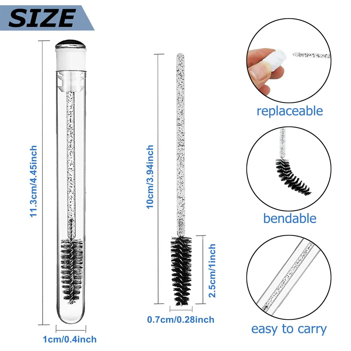 90 Pieces Disposable Mascara Brushes Tubes Set 20 Pieces Empty Tubes with 70 Pieces Eyelash Brushes for Eyelash Extension Lash Mascara Wand