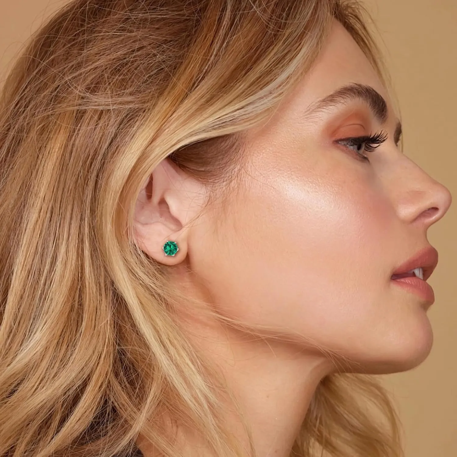 925 Sterling Silver Birthstone Earrings for Women Small Stud Earrings Round/Princess Cut Gemstone Earrings Birthstone Jewelry