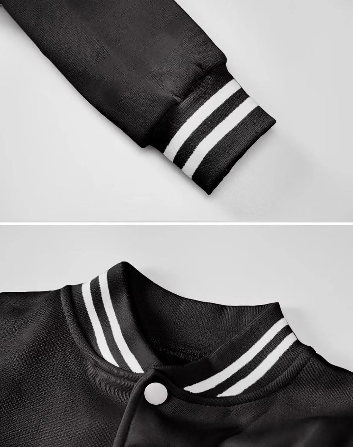 ACEFAST INC Womens Varsity Jacket Long Sleeve Button Down Cropped Bomber Jackets Casual Baseball Coat Y2K Streetwear