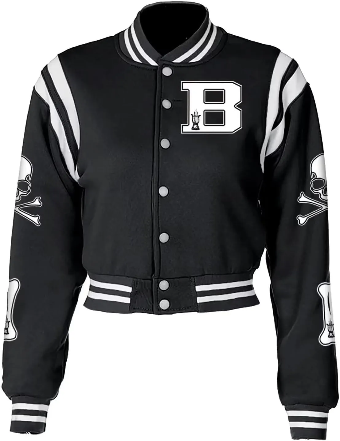 ACEFAST INC Womens Varsity Jacket Long Sleeve Button Down Cropped Bomber Jackets Casual Baseball Coat Y2K Streetwear