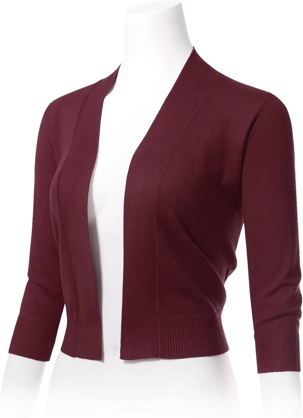 Allsense Women's 3/4 Sleeve Cropped Bolero Shrug Cardigan