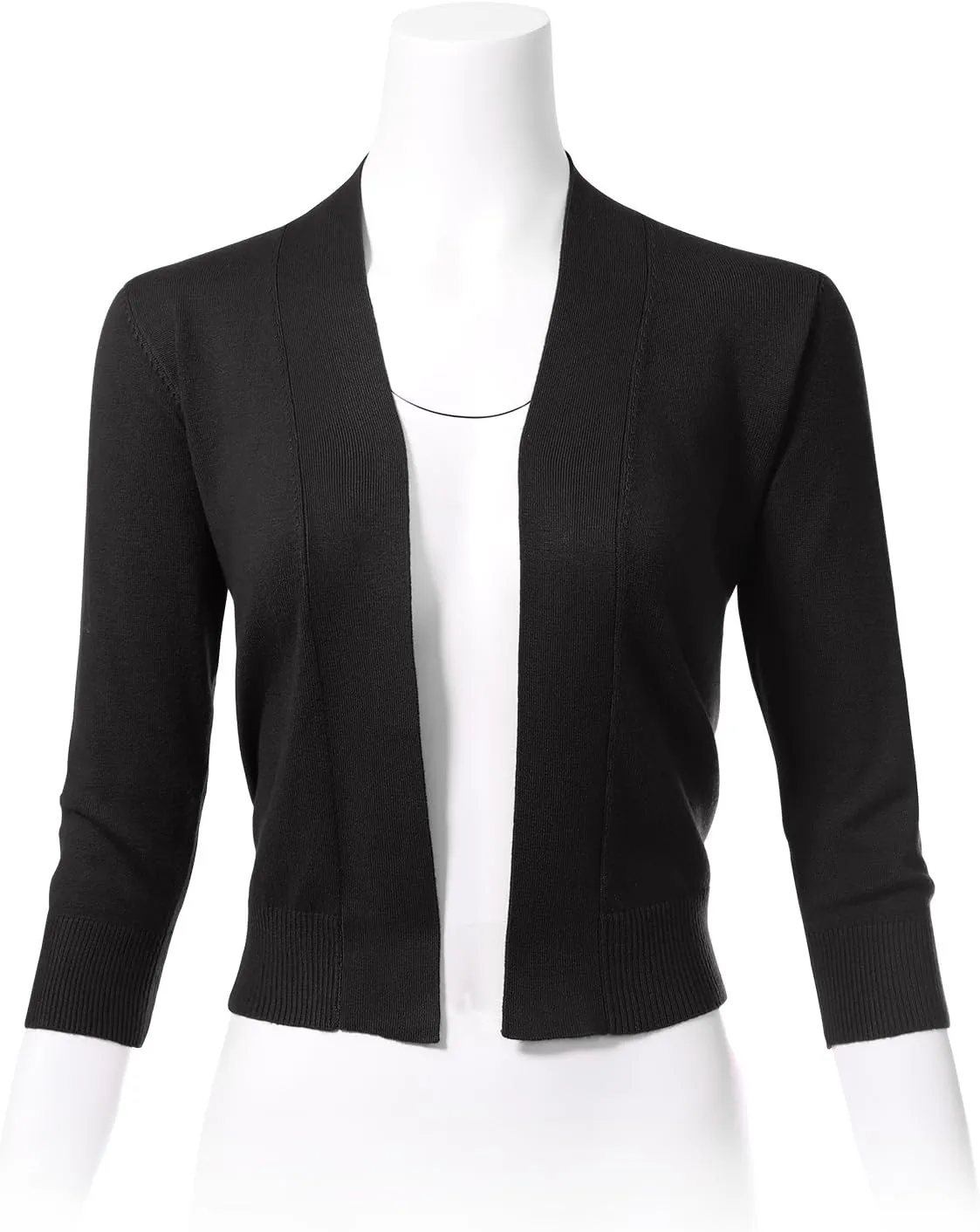 Allsense Women's 3/4 Sleeve Cropped Bolero Shrug Cardigan