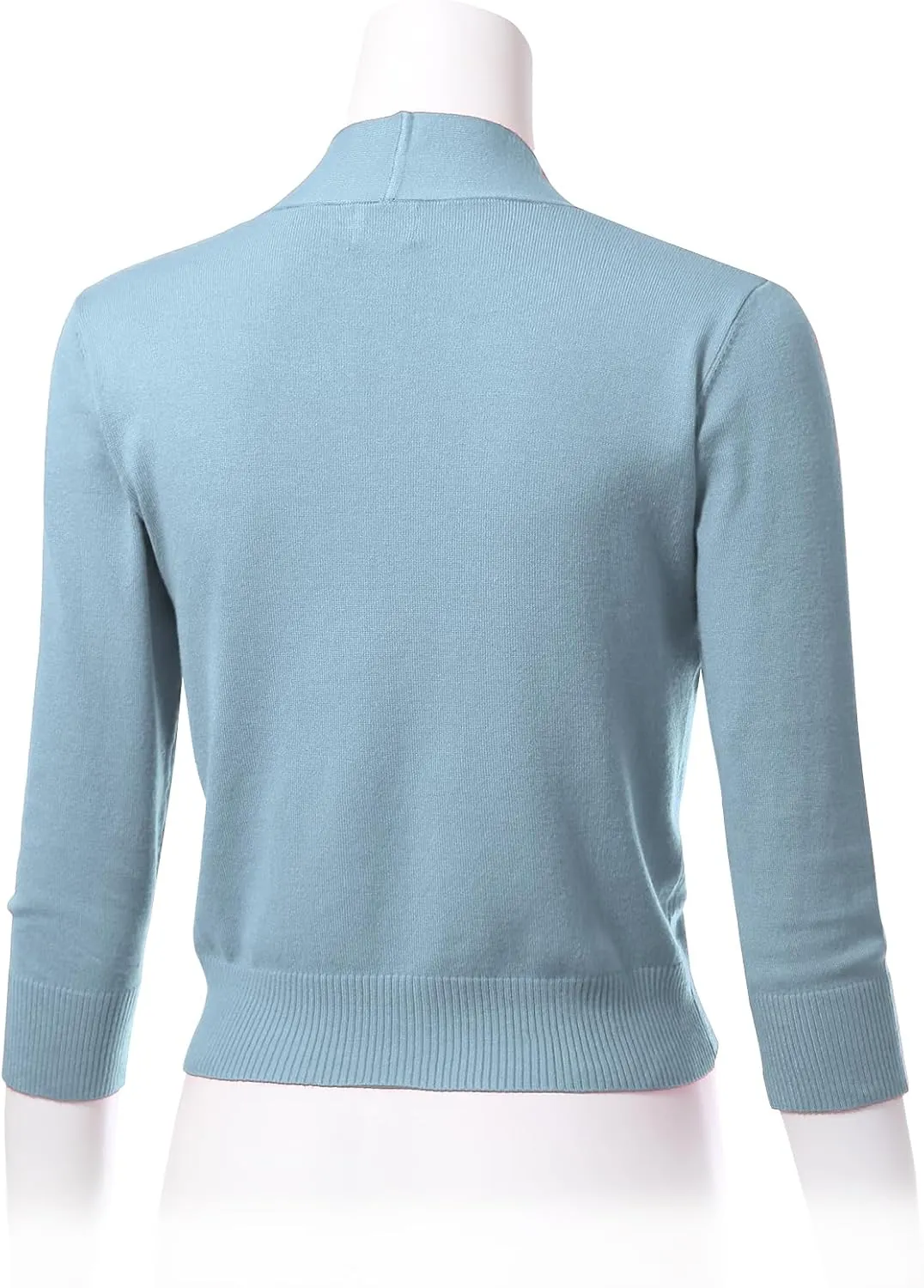 Allsense Women's 3/4 Sleeve Cropped Bolero Shrug Cardigan