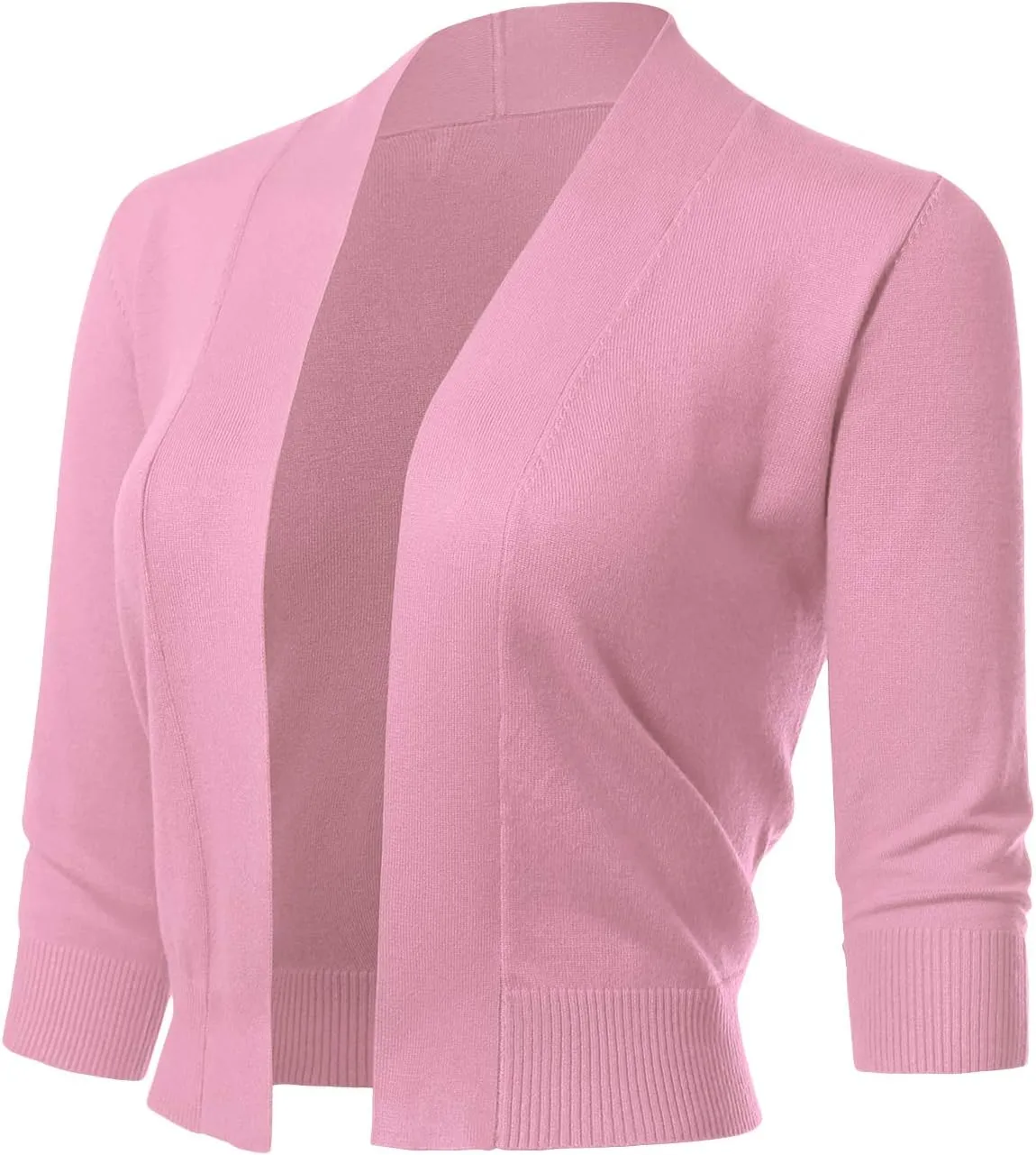 Allsense Women's 3/4 Sleeve Cropped Bolero Shrug Cardigan