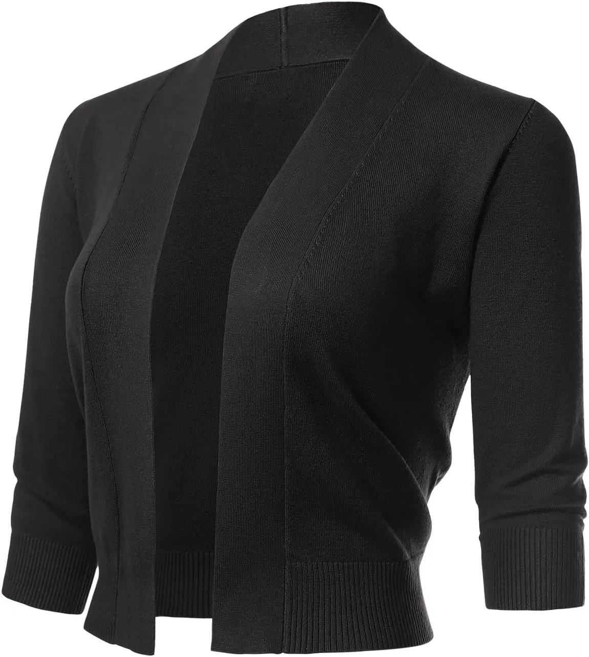 Allsense Women's 3/4 Sleeve Cropped Bolero Shrug Cardigan
