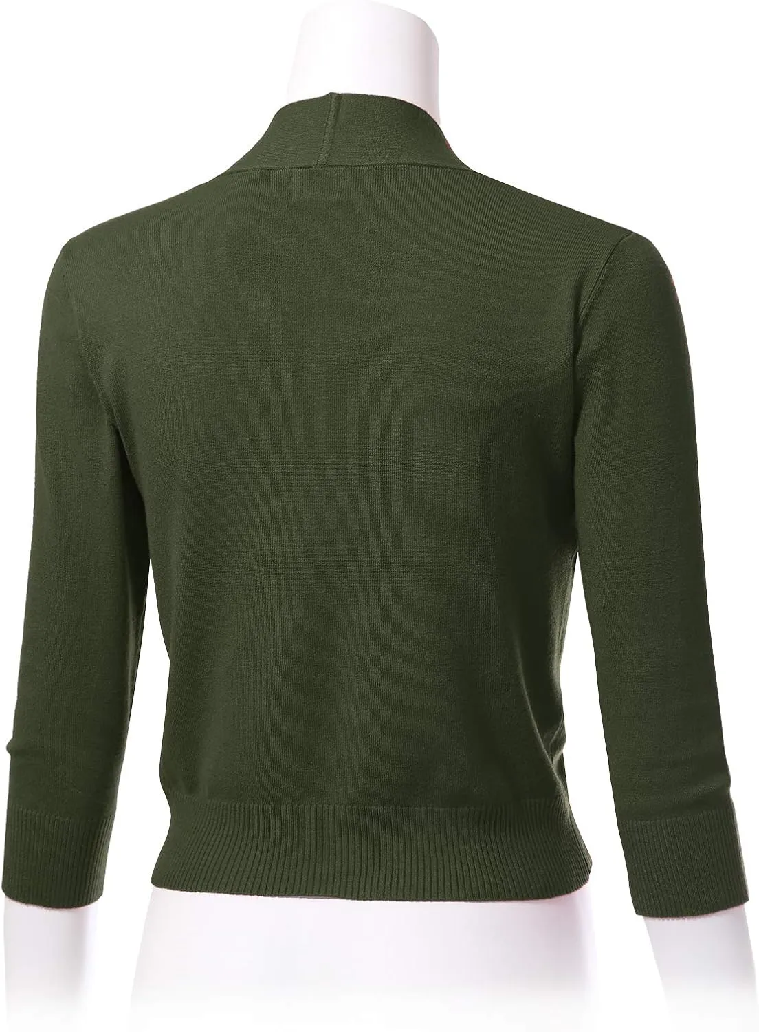 Allsense Women's 3/4 Sleeve Cropped Bolero Shrug Cardigan