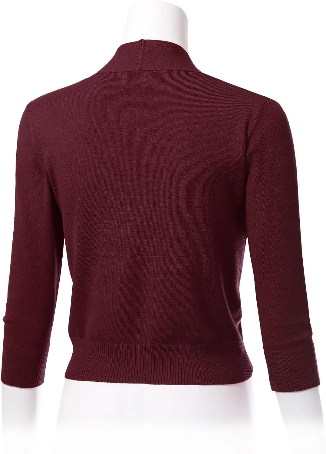 Allsense Women's 3/4 Sleeve Cropped Bolero Shrug Cardigan