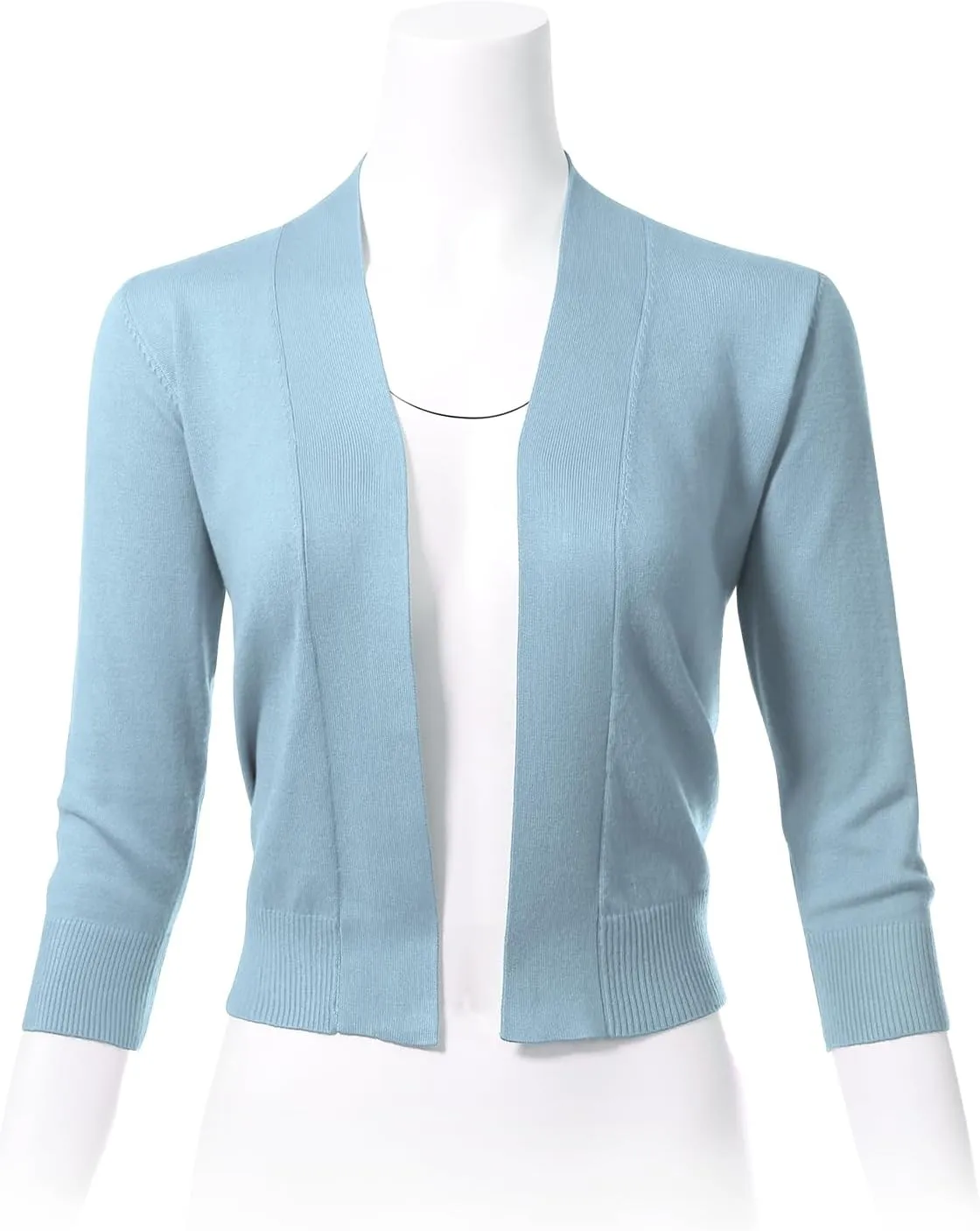 Allsense Women's 3/4 Sleeve Cropped Bolero Shrug Cardigan