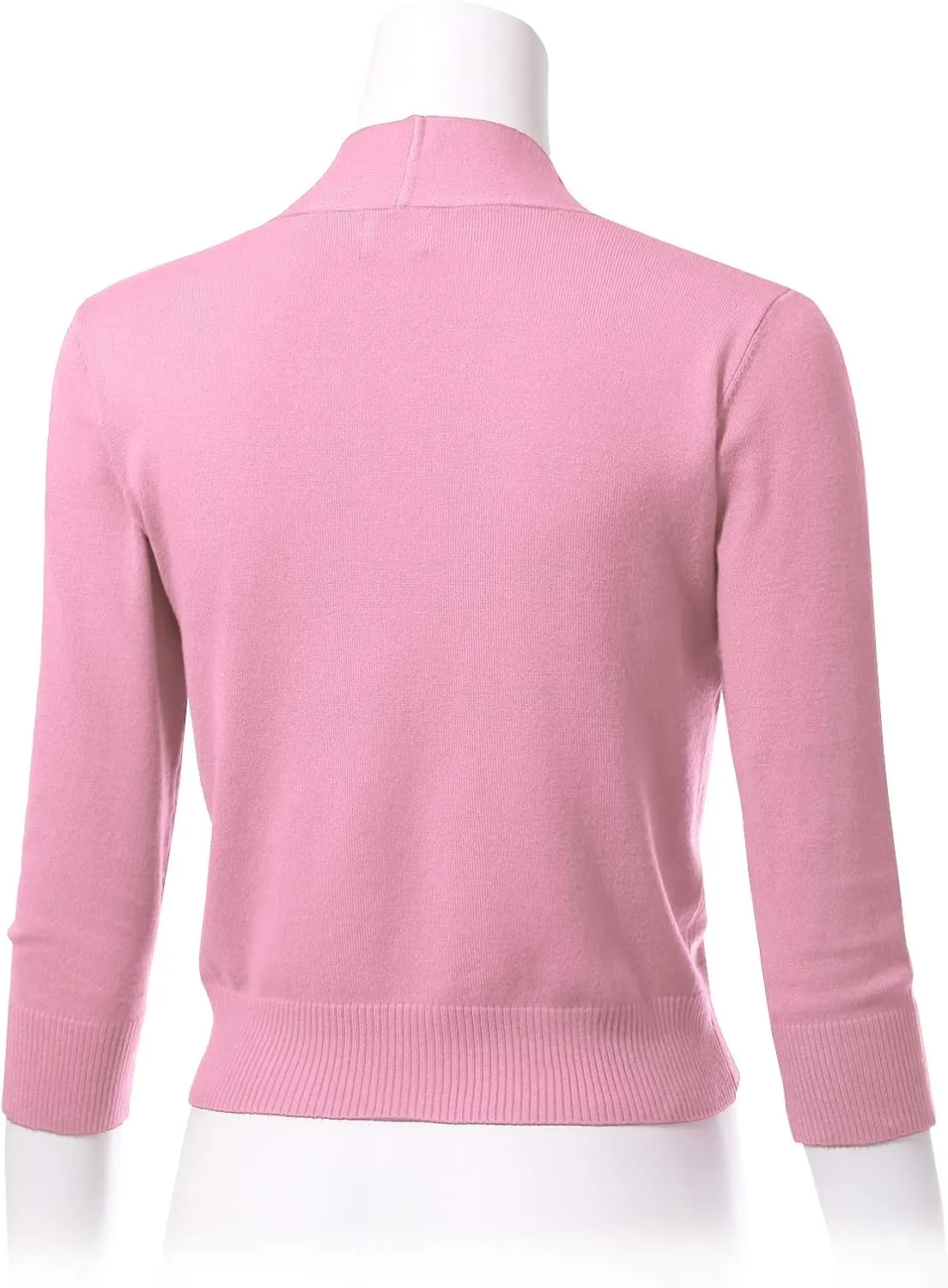 Allsense Women's 3/4 Sleeve Cropped Bolero Shrug Cardigan