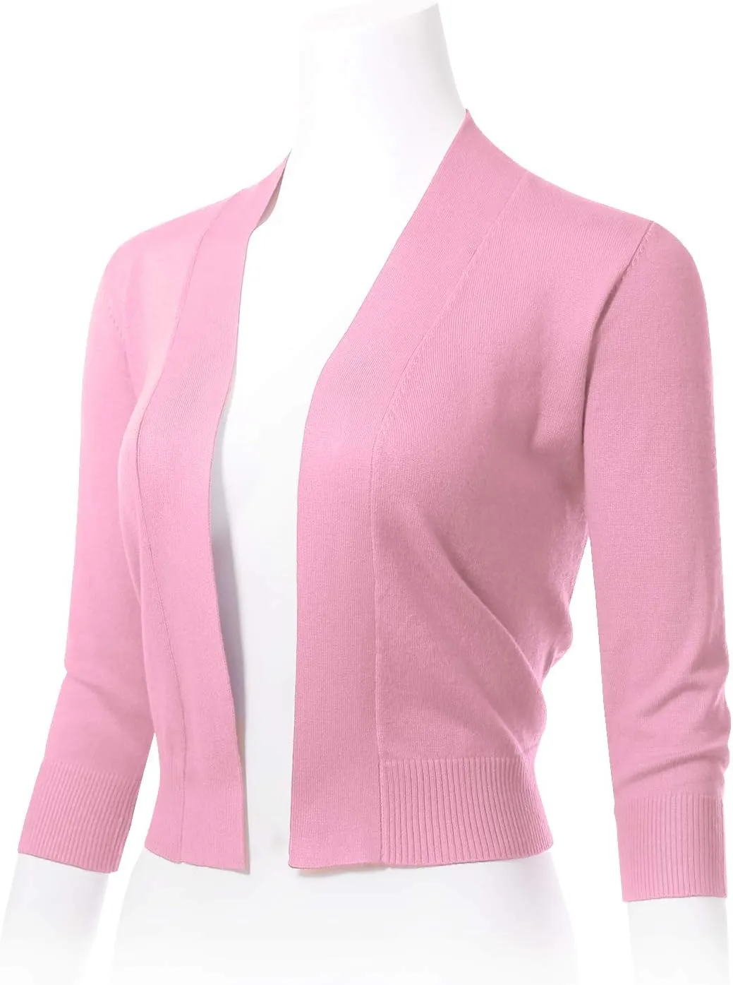 Allsense Women's 3/4 Sleeve Cropped Bolero Shrug Cardigan