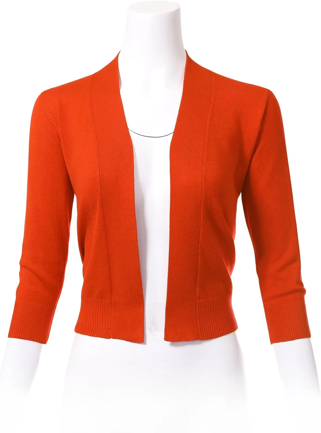 Allsense Women's 3/4 Sleeve Cropped Bolero Shrug Cardigan
