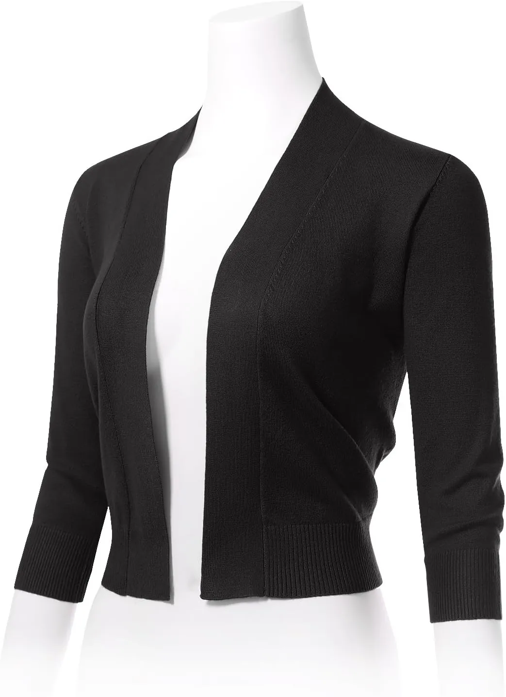 Allsense Women's 3/4 Sleeve Cropped Bolero Shrug Cardigan