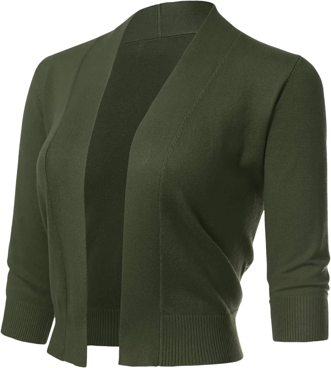 Allsense Women's 3/4 Sleeve Cropped Bolero Shrug Cardigan