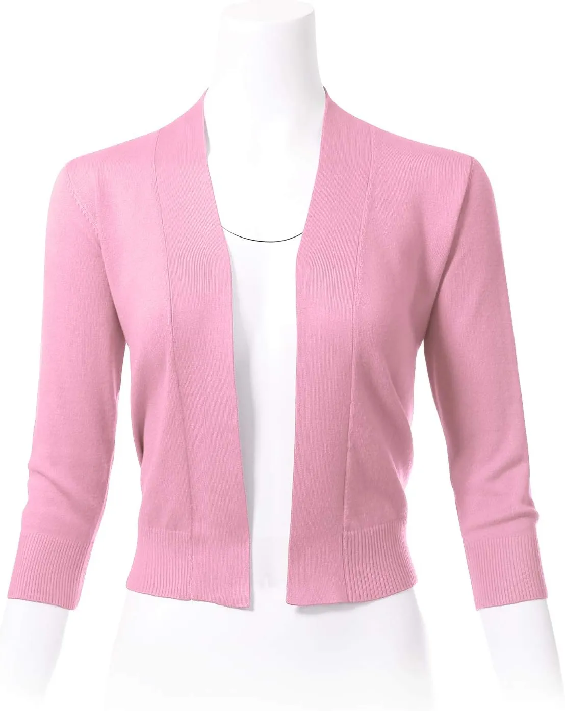 Allsense Women's 3/4 Sleeve Cropped Bolero Shrug Cardigan