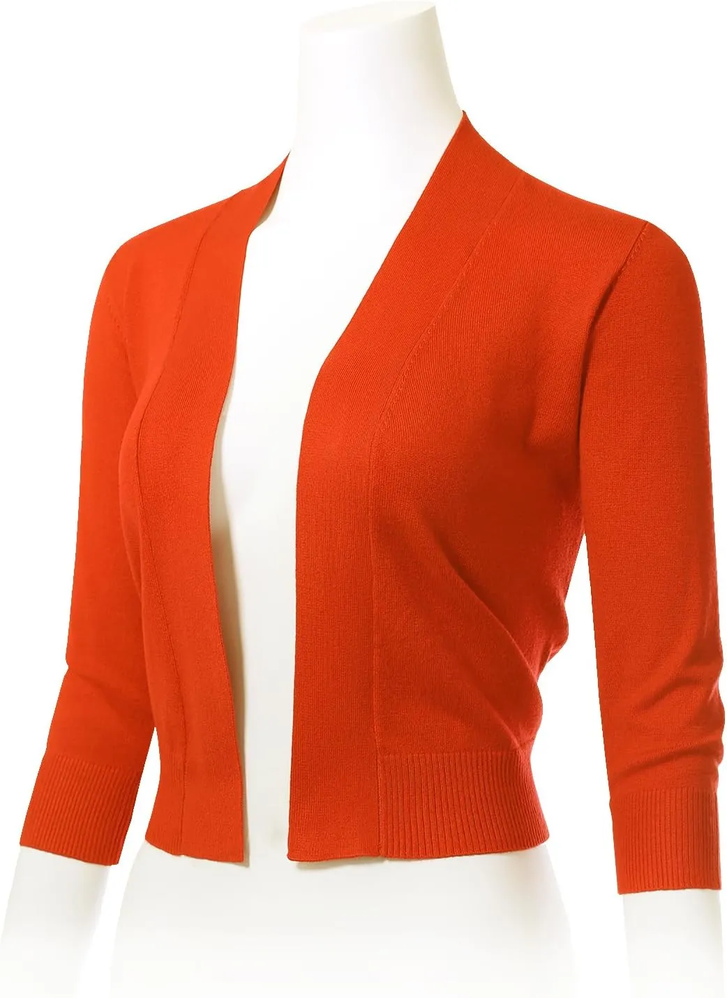 Allsense Women's 3/4 Sleeve Cropped Bolero Shrug Cardigan