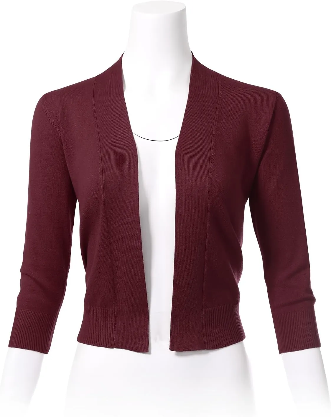 Allsense Women's 3/4 Sleeve Cropped Bolero Shrug Cardigan