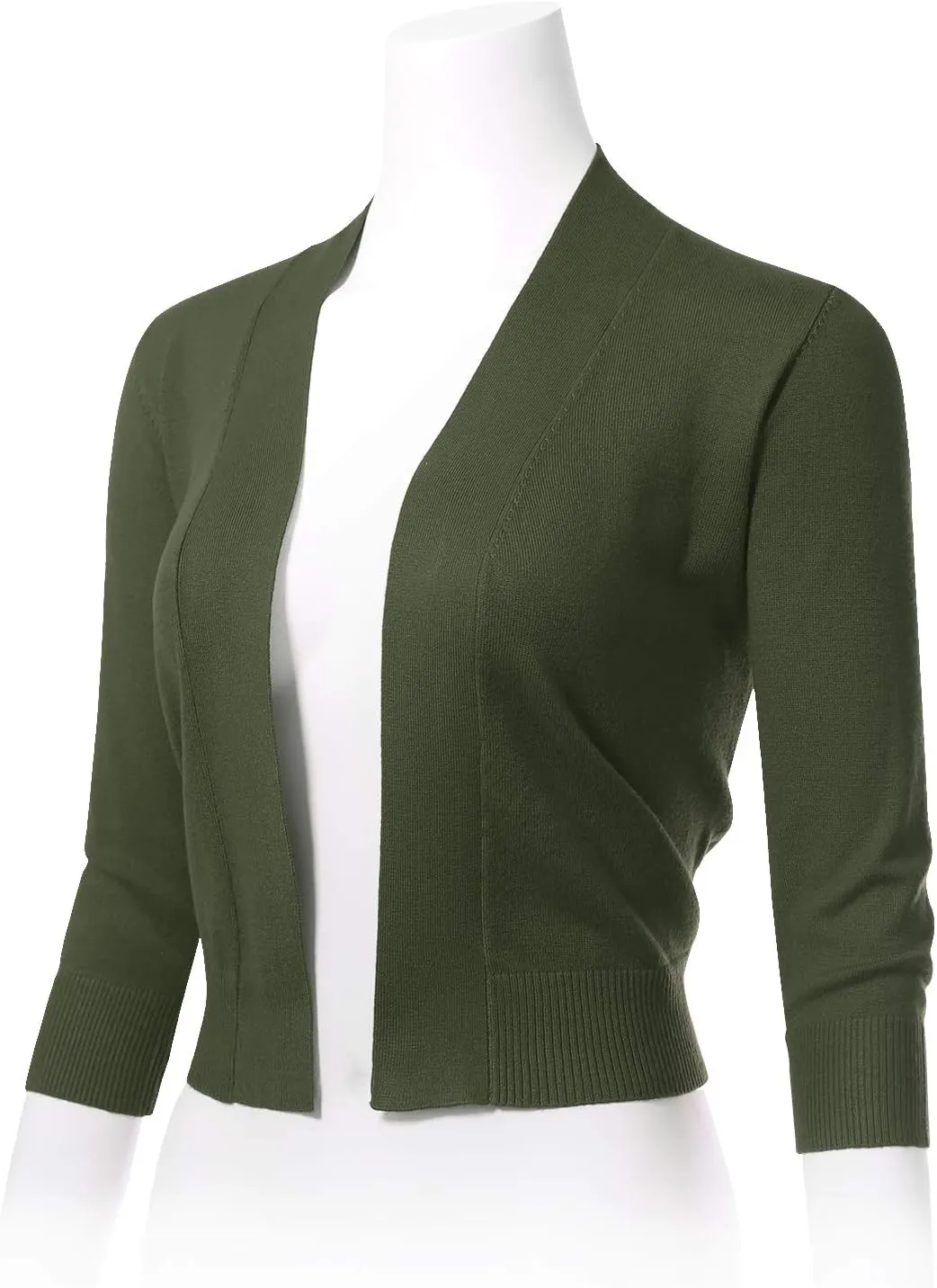 Allsense Women's 3/4 Sleeve Cropped Bolero Shrug Cardigan