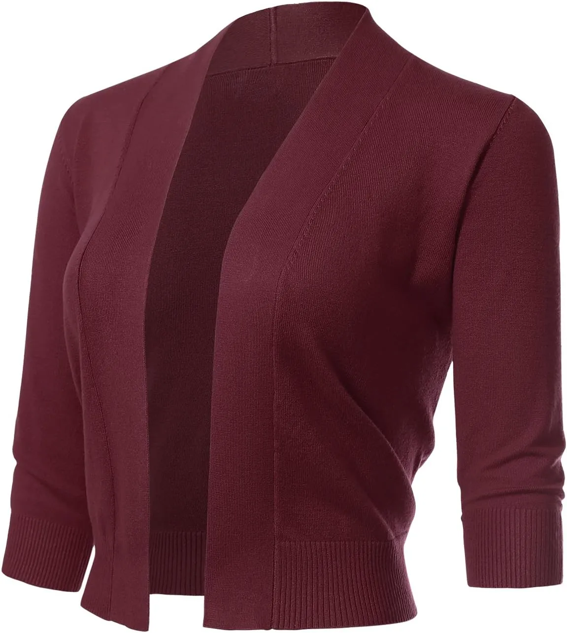 Allsense Women's 3/4 Sleeve Cropped Bolero Shrug Cardigan