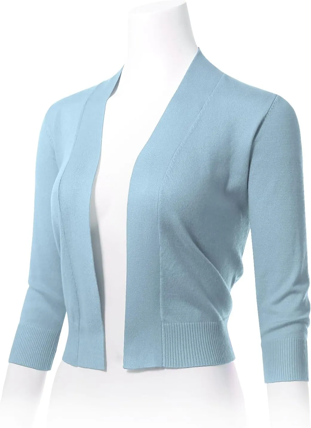 Allsense Women's 3/4 Sleeve Cropped Bolero Shrug Cardigan