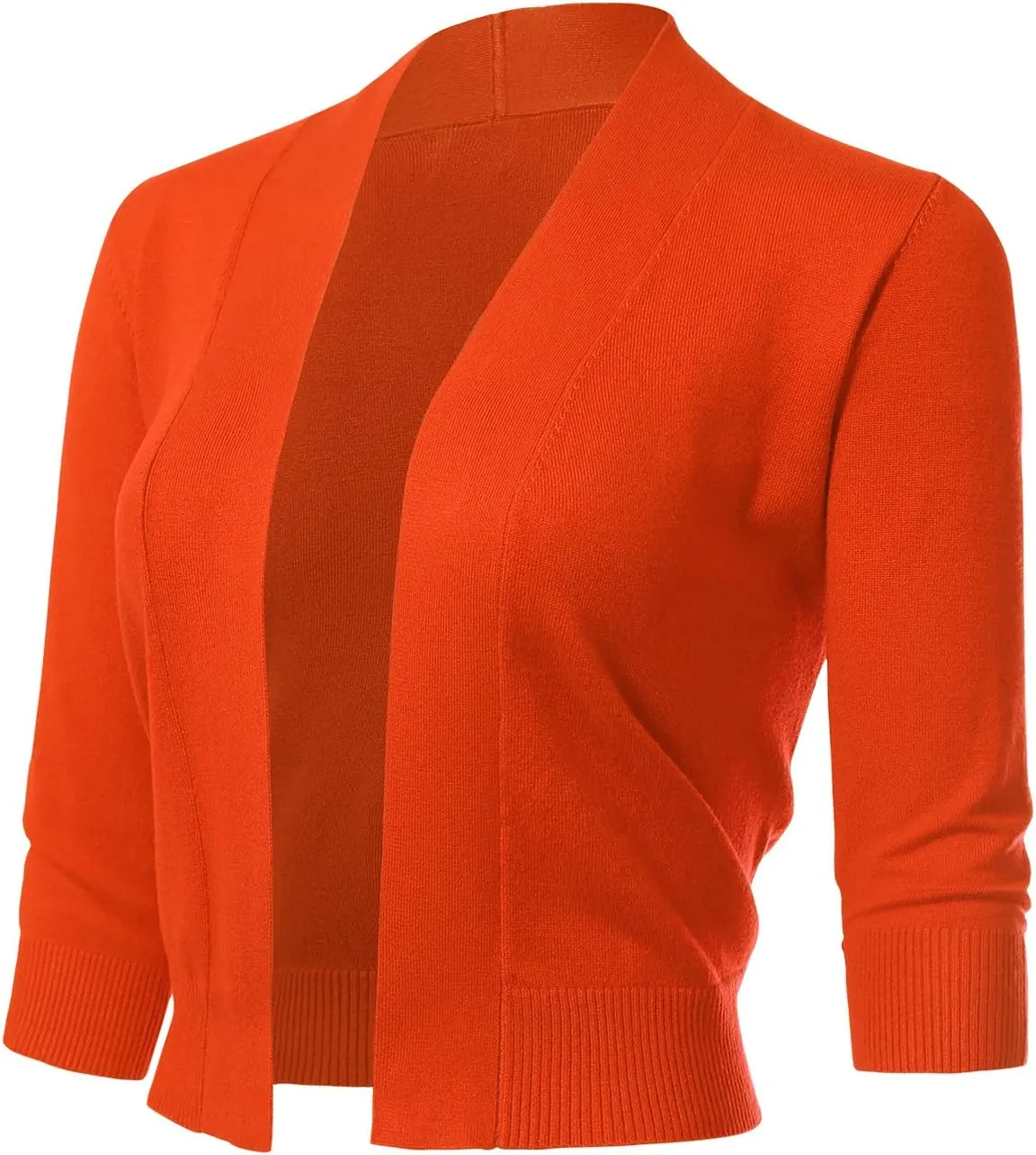 Allsense Women's 3/4 Sleeve Cropped Bolero Shrug Cardigan